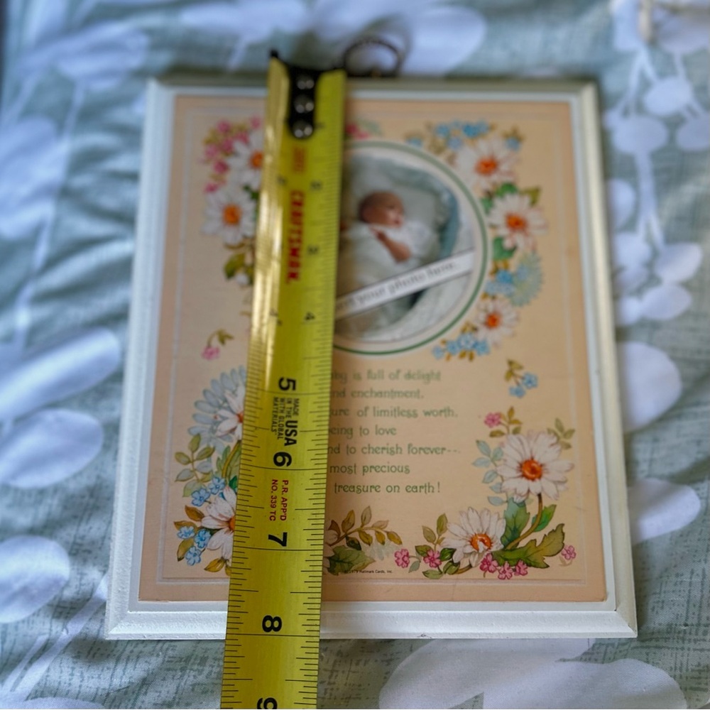 VTG Wildflower Cottagecore Baby Photo Insert Wood Plaque Wall Decor Art - Picture 4 of 6